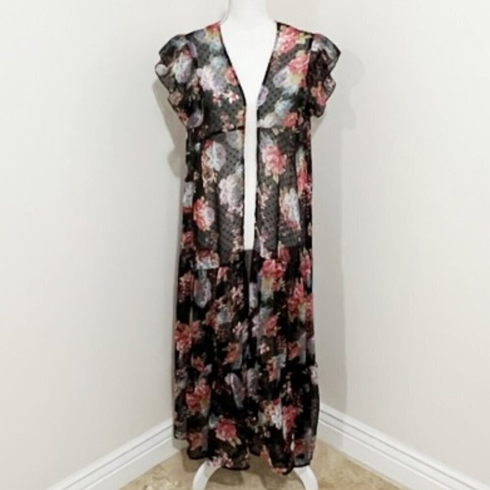 Betsey Johnson Sheer Floral Duster Fairy Whimsigoth Festival Women's Size OSFM